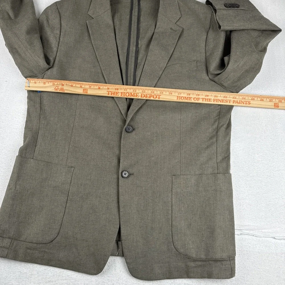 Banana Republic Unstructured Olive Green Blazer 46R Herringbone linen blend